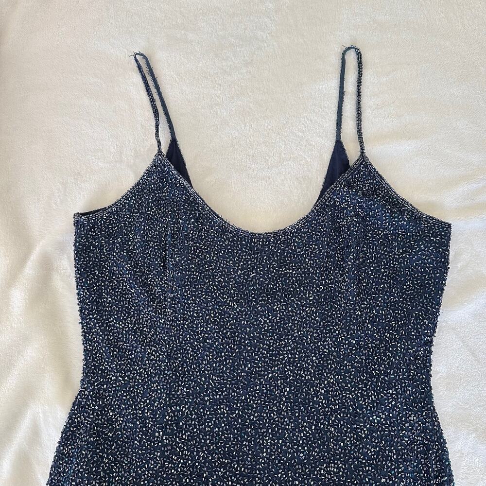 Evening Party Dress, Blue Sequins, Size 8 - Picture 8 of 11